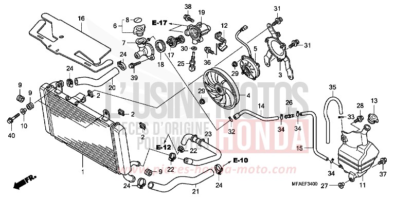 RADIATOR for CBF1000 ABS QUASAR SILVER METALLIC (NHA48) from 2010